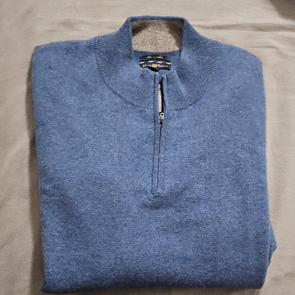 Club Room Heather Blue Zip-Up Sweater